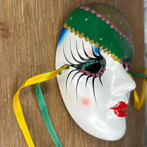 Ceramic Mask Mardi Gras Theme 5.35” x 4” - Picture 6 of 8